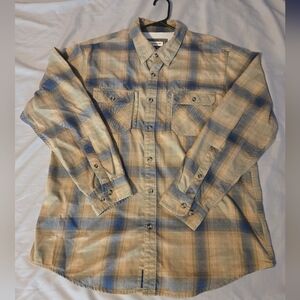 Magellan Outdoors Tan and Blue Lightweight Shirt Jacket